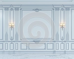 Wall panels in classical style with silvering. 3d rendering