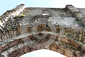 Wall part of Aulps Abbey, Saint-Jean-d`Aulps, Haute-Savoie, French Alps