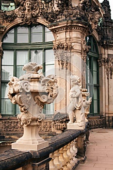 The Wall Pavilion in Zwinger with statue