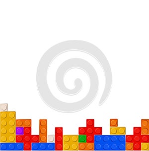 Wall from Plastic building blocks isolated on white background Vector