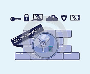Wall with privacy data set icons