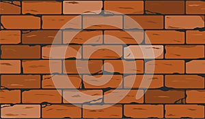 Wall of red brick seamless background. vector