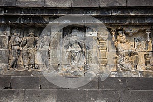 Wall relief closeup, Borobudur temple, Java, Indonesia