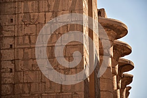 Wall relief and pillars of the Great Hypostyle Hall at Karnak Temple