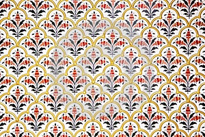 Wall richly decorated in Bikaner palace, India