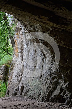 Wall rock texture and structure, shoot from inside the cave.
