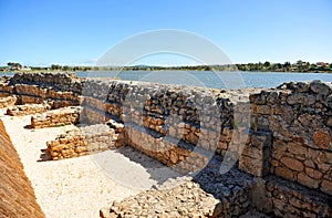 Wall of the Roman dam of Proserpina, province of Badajoz, Spain photo