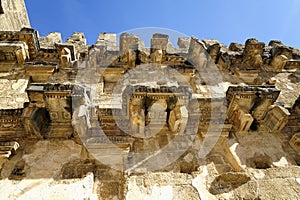 The wall of roman theatre in Aspendos