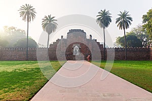 Wall ruins in the Humayun's Tomb Garden, New Delhi, India