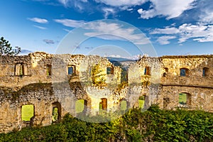 Wall of the ruins of a medieval castle Lietava.