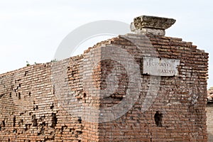 Wall and ruins in Ostia Antica near Rome