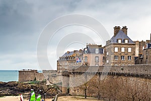 Wall of Saint-Malo city, France
