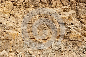 Wall of sand in sand pit