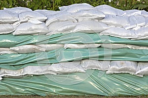 Wall of sandbags