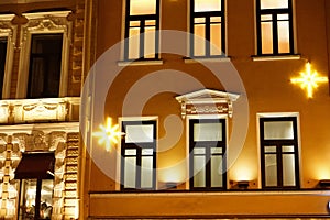 wall Sankt-Petersburg architecture celebration christmas decor windows lights illuminated