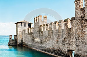 Wall of the Scaliger Castle in Sirmione, Italy.