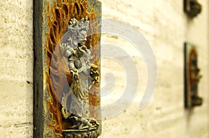 Wall sculpture of Shiva. Side view. Buddhist monastery of el Garraf Sakya Tashi Ling, Spain