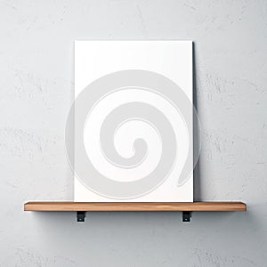 Wall with shelf and blank poster