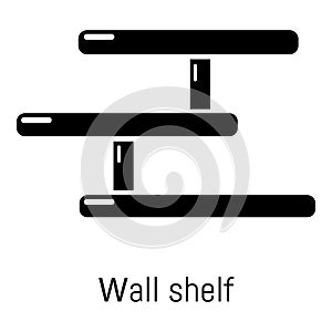 Wall shelf icon, simple black style