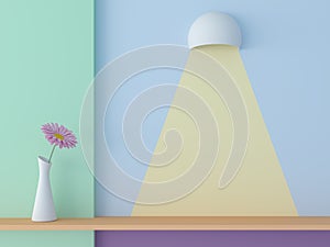 Wall shelf with pastel color 3d render
