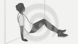 Wall Sit Exercise, Strength and Endurance Workout, vector design Generative AI