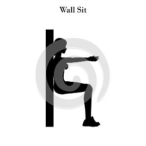 Wall sit workout silhouette