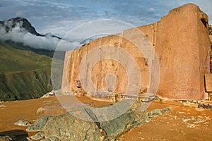 Wall of the Six Monoliths at Inca Fortress in Ollantaytambo, Per