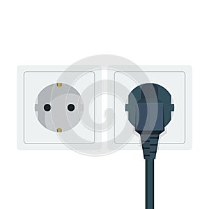 Electrical wall socket plug illustration on a white background