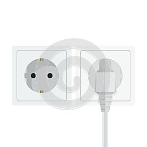 Electrical wall socket plug illustration on a white background