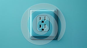 Wall socket on blue wall. Generative AI