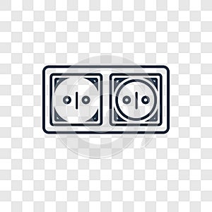 Wall socket concept vector linear icon on transparent b