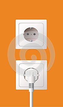 Wall socket and electric plug photo