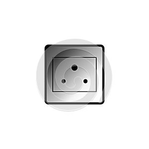 Wall socket icon. Electric plug shape. Power outlet graphic. Vector connection point.