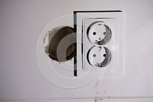Wall Socket Installation with Exposed Wall Cavity