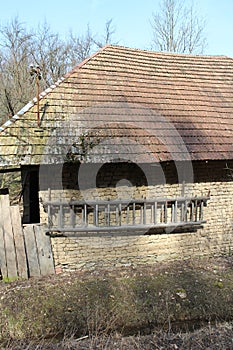 Wall of stable with ladder in Highlands near Myjava