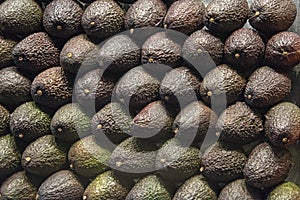 Wall of stacked avocado pears
