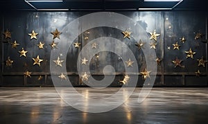 A Wall With Stars On It, Concrete Wall Background with Floor Empty Garage