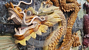 On the wall of the statue landscape, carved dragon lifelike