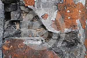 Wall in a steel mill with clear signs of use, cracks and pipes. High resolution background