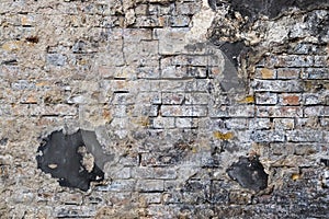 Wall in a steel mill with clear signs of use, cracks and pipes. High resolution background