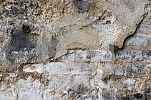 Wall in a steel mill with clear signs of use, cracks and pipes. High resolution background