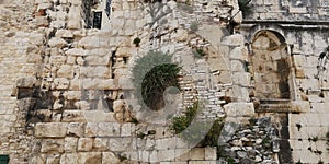 Wall stone split Croatia historic old ancient