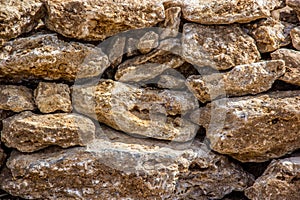 Wall of stones, shell rock texture
