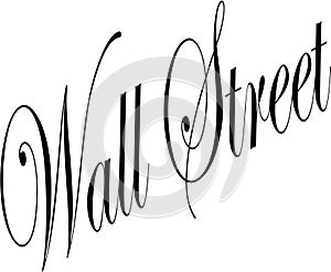 Wall Street finacial districtNew York text sign illustration