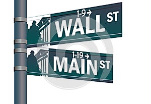 Wall street main street intersection