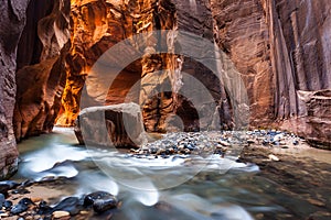 Wall street in the Narrows, Zion National Park, Utah photo