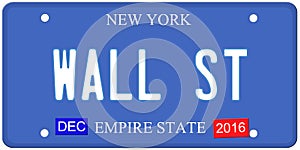 Wall Street New York License Plate