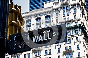 Wall Street Sign Financial New York City USA Big Apple