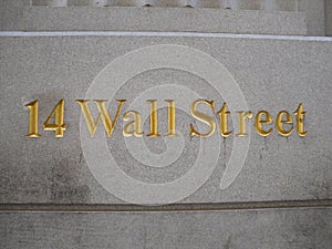 14 Wall Street Sign, New York. photo