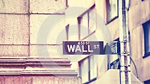 Wall Street sign, New York City, USA.